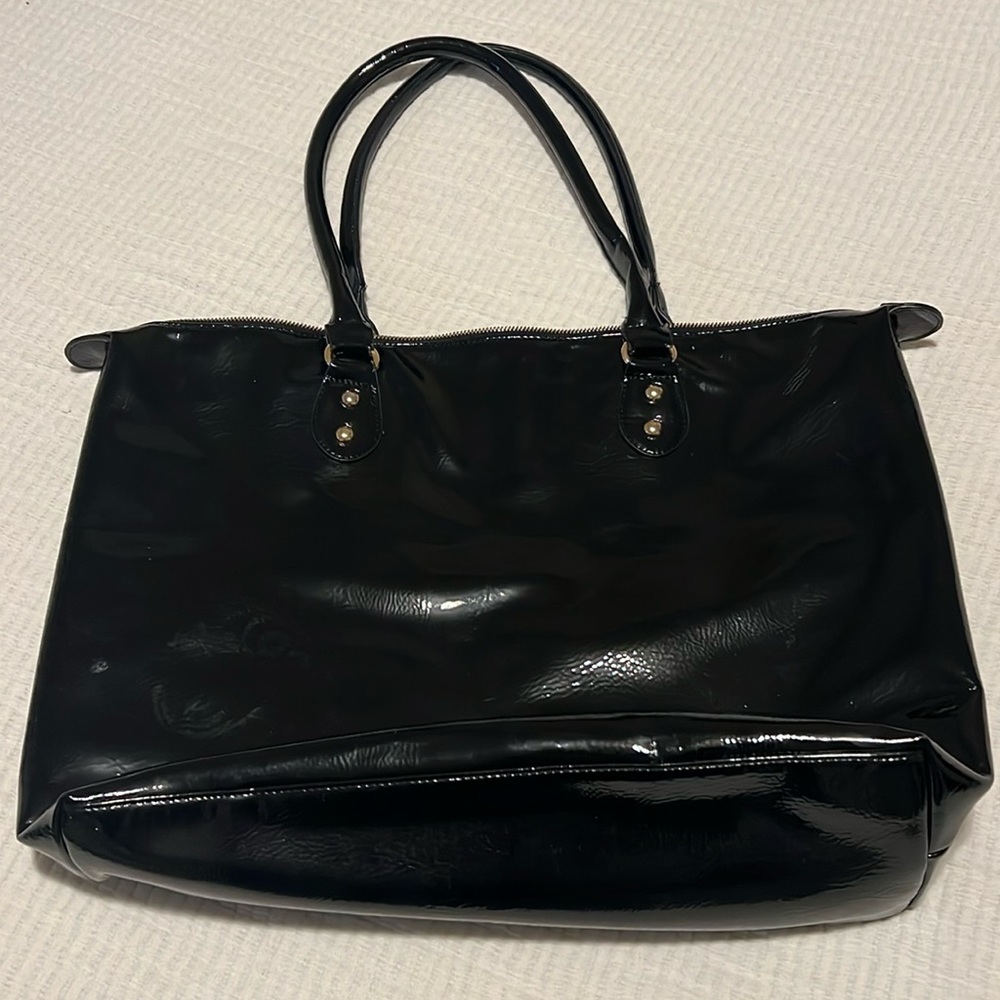 LARGE Black Fux Leather Bag